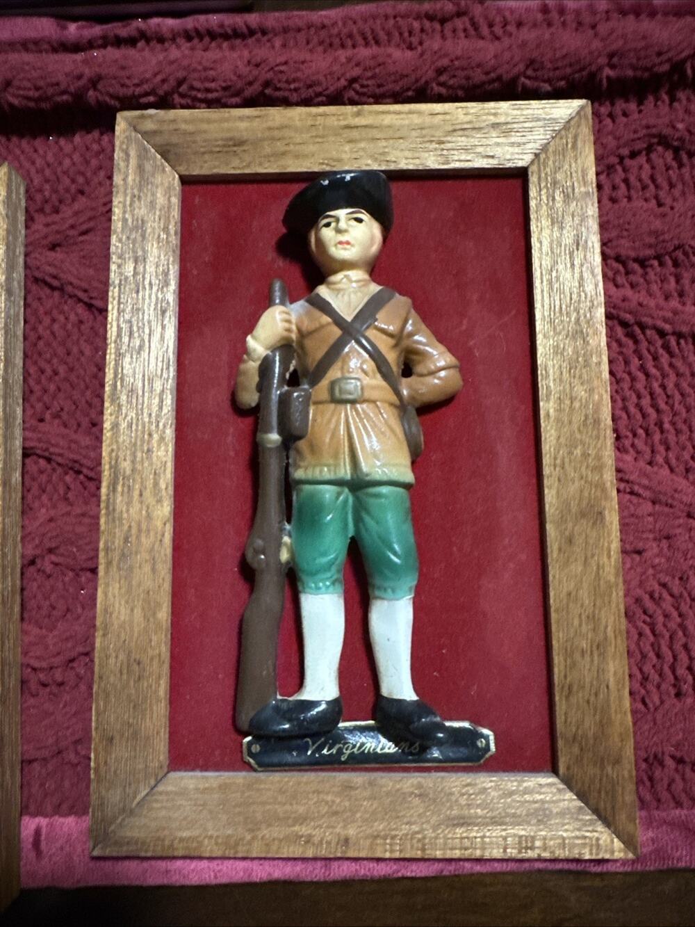 VTG Revolutionary War Soldier Minute Men Wall Plaque Wood Frame